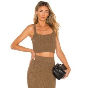 Saylor Rib Knit Crop Tank Top Coffee Brown XS NWT Minimalist Contemporary Casual